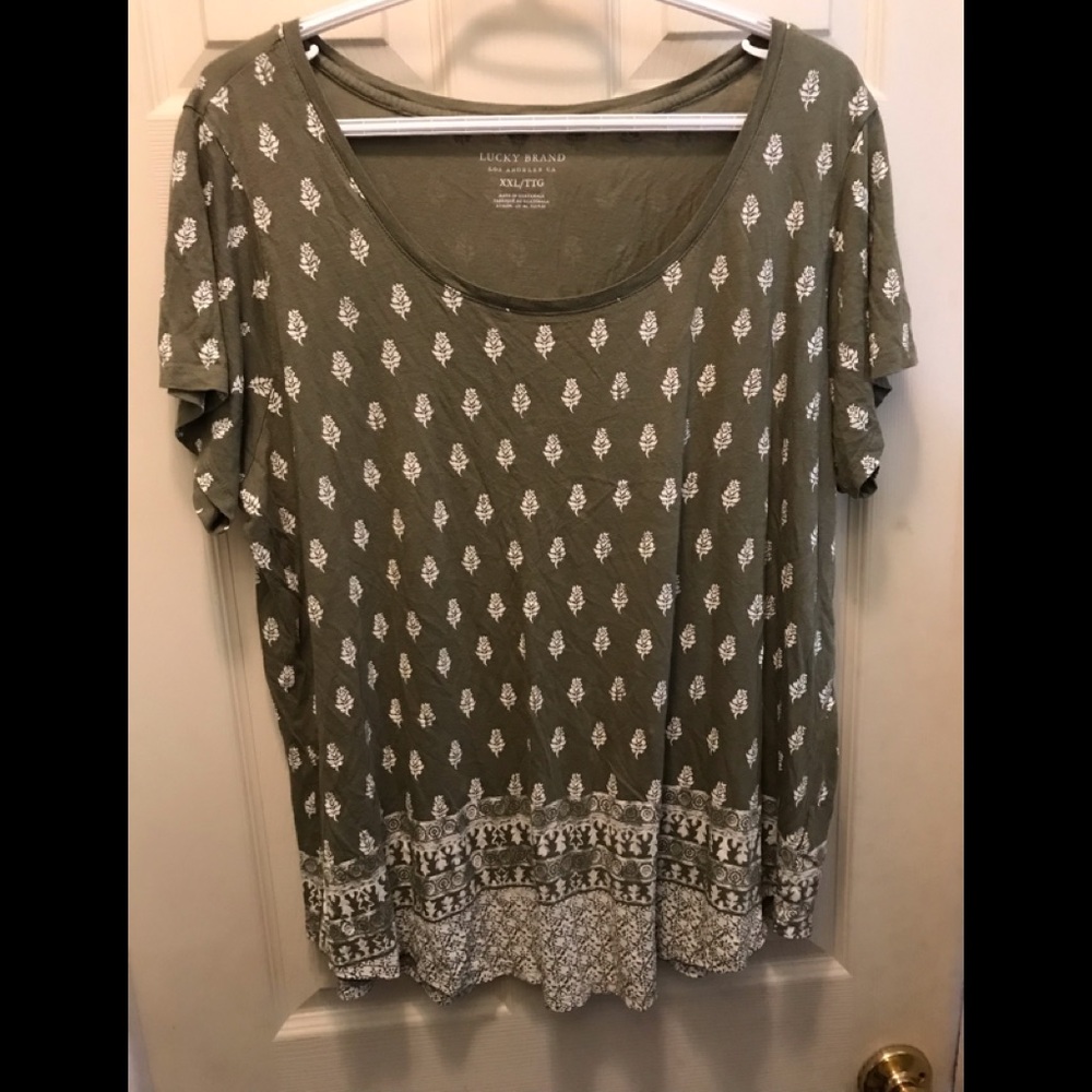 Lucky brand XXL green boho short sleeve tee